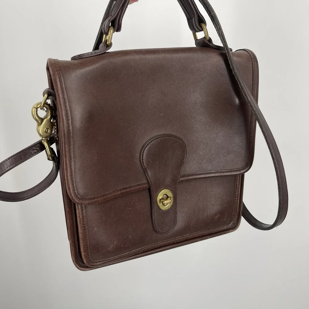 Vintage Coach Taupe Station Bag RARE Purse 5130 Leather USA GUC Luxury Brown